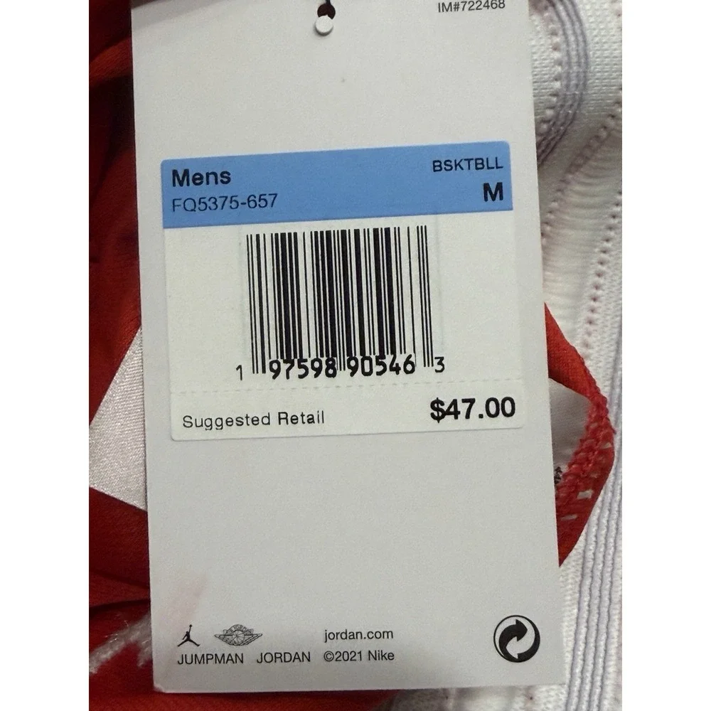 Jordan Stock Overtime Basketball Game Short Red White FQ5375-657 Mens M NWT